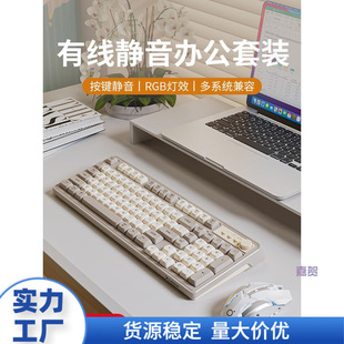 G98 Wired Quiet Keyboard RGB Girls Wireless Office Computer Laptop Mechanical Feel Keyboard Mouse suit