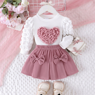 Baby clothing девушки цветы с длинным рукавом топ юбка из двух частей длинный рукав сладкий набор для предварительной продажи