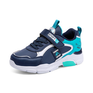 Boys cotton shoes 2024 winter fleece-lined warm students big children leisure magic wear-resistant leather sneaker tide