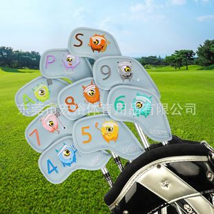 Гольф железный стержень набор GOLF забавный монстр вышивка узор клюшка шляпа чехол PU защитная крышка липучка закрывается