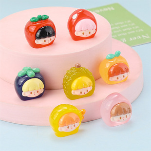 Resin cartoon luminous three-dimensional Azhuo fruit diy jewelry accessories key chain car pendant handmade materials