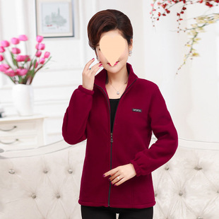 [fleece-lined thickening] autumn and winter polar fleece top loose mother fleece sports coat middle-aged women's clothing