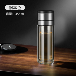 One-Click Quick-Open Tea Cup, Tea Water Separation Cup, High Borosilicate Glass Cup, Men's Business Tea Cup, Car Thermos Cup