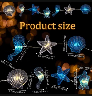 Color Wholesale LED Copper Wire Christmas Light String Ocean Series Shell Ins Seahorse Layout Courtyard Room Decoration