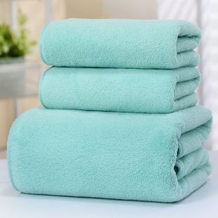Snowflake Velvet Bath Towel Three-piece Set for Men and Women Household Hotel Water Absorbent Quick-drying No-lint Student Bath Wrap Towel Towel