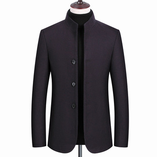 Wool Jacket Men's Winter New Middle-aged Men's Jacket Thickened Wool Woolen Collar Jacket Men's Wear