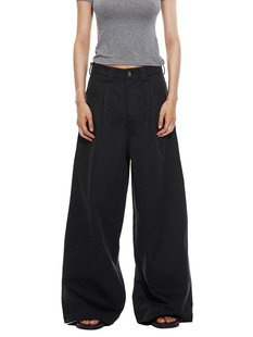 in stock Retro Large Profile Casual Pants Slimming Straight Loose Wide Leg Pants Women's Design Sense Wide Leg Pants Long Pants