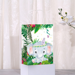 Jungle Animal Gift Bag Cartoon Animal Kraft Paper Bag Holiday Party Decorative Bag Amazon Cross Border in stock
