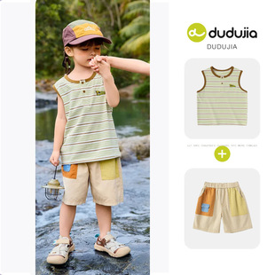 [Летняя коллекция костюмов] Детский костюм Dudu Home Summer Baby с короткими рукавами брюки из двух частей мужской и женской детской одежды