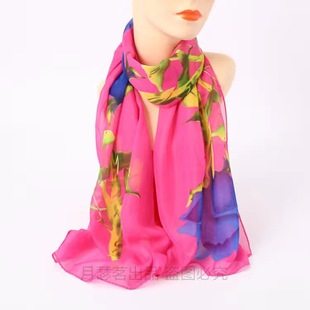 2022 spring new auspicious bird women's chiffon long scarf wholesale small scarf scarf small gift