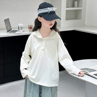 Girls' Coat Spring and Autumn 2025 New Girl's Stylist Zipper Shirt Children's Spring Lace Base Shirt suit Trendy