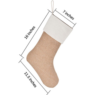 Cross-border Christmas socks imitation linen candy bag cartoon children hanging bag cloth packaging in stock