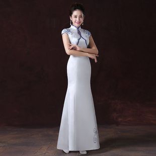 Новый стиль Cheongsam Miss Long сине-белый фарфоровый отель открывается