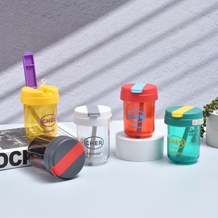 Summer Ins Style Ton Ton Cup High-Looking Girl Plastic Cup Student Mini Compact Portable Straw Cup Wholesale