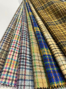 Woolen tweed in stock small plaid coat clothing/shoes and hats/luggage fabric Shaoxing supply