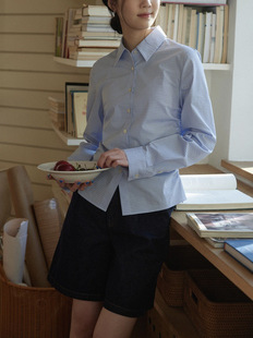 2025SS Intellectuals Wrinkled Waist Small Blue Long Sleeve Shirt
