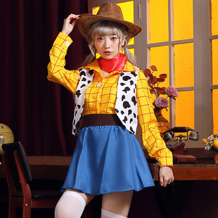 Halloween costume new export supply Western Denim police chief puffy skirt anime cosplay suit