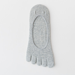 Solid color five-finger socks men's summer thin shallow invisible socks cotton sweat-absorbent toe socks non-slip men's boat Socks wholesale