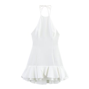 Zr Export Wholesale European and American Style Women's Sexy Backless Layered Decorative Halter Neck Mini Dress 3560536