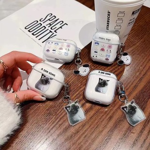Cute puppy creative airpods 4 earphone case 2/3 generation note bluetooth protective case transparent soft ins cat