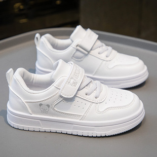 2025 New Leather Shoes Girls' Middle and Big Children's Non-slip Soft Sole Children's Casual Shoes Boys White Shoes Spring and Autumn