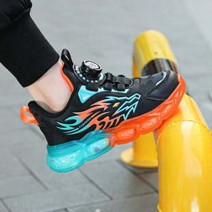 Rotating button children's shoes 2024 spring new children sneaker primary and secondary school students waterproof non-slip lightweight walking shoes