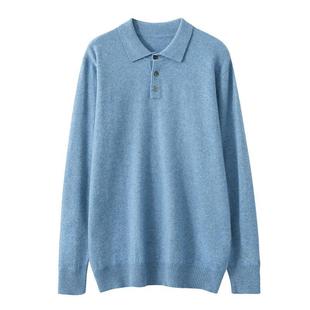 22 Fall/Winter New Cashmere Sweater Men's polo Shirt Collar Loose Large Size Long Sleeve Solid Color Wool Knitted Base Sweater