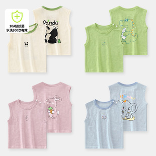 [10A bacteriostatic] casual summer thin baby printing sleeveless t-shirt children boys girls baby coat