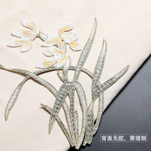 Orchid Embroidered Cloth Sticker All-match Flower Fashion Clothes Decoration Chinese Style Soft 7 Color Optional No Glue Hand-stitched
