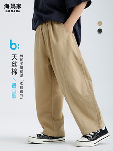 Haima's 2025 Summer New Boys Korean-style Silk Cotton Casual Pants Thin Summer Wide-leg Pants Big Children's Trousers