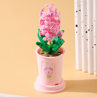 Совместимость с Lego в горшке Роза Lucky Flower Blocks Букет Собранные украшения Детские маленькие игрушки Подарки оптом