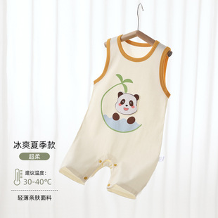 Baby's jumpsuit ice-cool baby clothes summer newborn's clothes thin baby's climbing clothes sleeveless baby jumpsuit