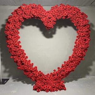 Artificial cloth bottom heart-shaped arch red rose arch proposal arch background wedding background Internet celebrity clock-in background
