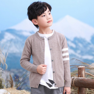 Children's Wool Cardigan Boys and Girls Round Neck Autumn and Winter New Baby Pure Sheep Academy Style Coat Sweater