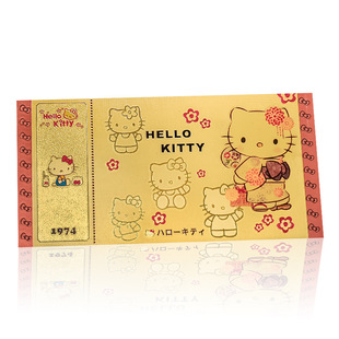HelloKitty Новые десять памятных банкнот Hello Kitty Золотая банкнота Пластиковые монеты Пластиковые банкноты из золотой фольги