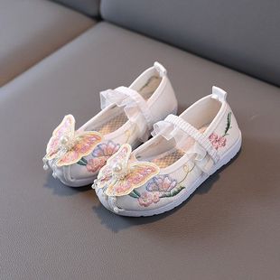 Summer Children's Embroidered Shoes Girls' Hanfu Shoes Antique Sandals Old Beijing Cloth Shoes Embroidered Retro Performance Children's Shoes