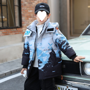 2024 New Children's Down Jacket Boys' Western Style Korean Mid-length Gradient Thickened Winter Children's Coat