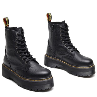 Top layer cowhide 8-hole thick-soled litchi pattern motorcycle boots women's 1460 side zipper short boots platform bottom work locomotive shoes 5