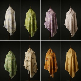 New Chinese-style Digital Printed Fabric Brocade Cotton Fabric Plant-dyed Cheongsam dress Top New Chinese-style Hanfu Fabric