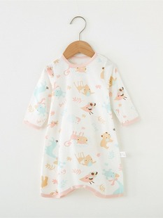 Newborn sleeping bag home clothes 0-2 years old nightgown infant baby pajamas one-piece nightdress Four Seasons Universal