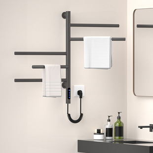Cross-border Carbon Fiber Constant Temperature Intelligent Electric Towel Rack Toilet Non-perforated Storage Rack Rotatable Drying Rack