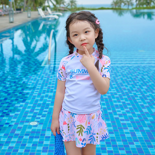 Children's Swimwear 2023 New Girls' Summer Middle and Big Girls' Baby Split Skirt Swimming Hot Spring Swimwear