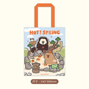 Fangdao Moe Island Zoo Series Eco-friendly Cartoon Zipper Handbag Hand-painted Creative Canvas Bag in stock Wholesale