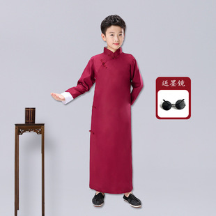 Children's cross talk performance costume May 4th Republic of China gown gown boys' storytseller Chinese gown girls' performance costume