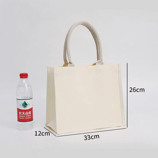 Laminated canvas bag tote bag custom logo ribbon canvas bag high-end advertising shopping bag three-dimensional tote bag