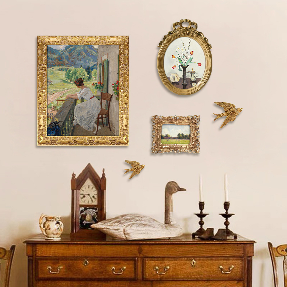 American French Style Light Luxury Living Room Vintage Decorative Painting European Style Restaurant Entrance Mural Palace Gorgeous Wall Hanging Painting