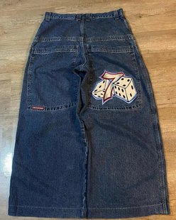 Новые JNCO хип-хоп вышивка свободные прямые джинсы мужская мода повседневные дикие джинсы