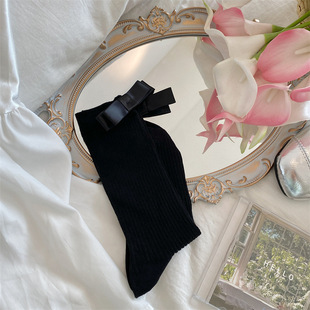 2025 new ultra-thin boneless bow women's socks breathable solid color sexy women's socks wholesale