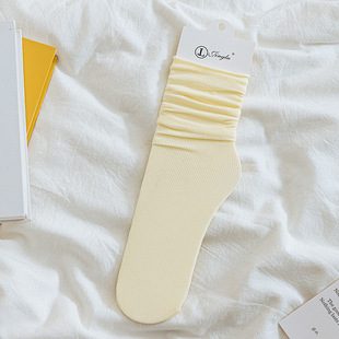 Ice Ice Socks Women's JK Socks Spring and Autumn Thin Solid Color Pile Socks Soft and Comfortable Summer Ice Stockings Calf Socks