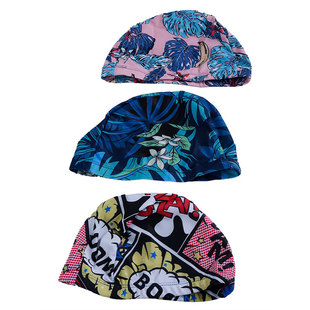 Cloth swimming cap new flower cloth cap in stock wholesale quick-drying fashion pattern knitted cloth swimming cap swimming cap wholesale